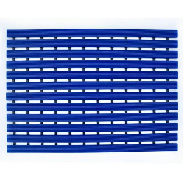 Rackhams Non-Slip PVC Duckboard Shower Mat - 61cm x 43cm - Blue - image 1