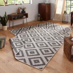 Rackhams Malta Reversible Indoor-Outdoor Grey Rug - 80X250 cm - thumbnail 4