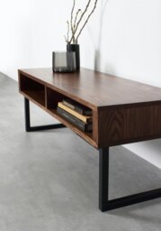 "Rackhams Darwen Solid Wood TV Stand on Minimalist Square Legs - Medium 120cm (47"") - Oak - 25cm (10"") Square Legs" - thumbnail 5