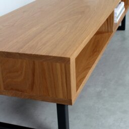 "Rackhams Darwen Solid Wood TV Stand on Minimalist Square Legs - Medium 120cm (47"") - Oak - 25cm (10"") Square Legs" - thumbnail 6