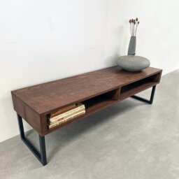 "Rackhams Darwen Solid Wood TV Stand on Minimalist Square Legs - Medium 120cm (47"") - Oak - 25cm (10"") Square Legs" - thumbnail 2