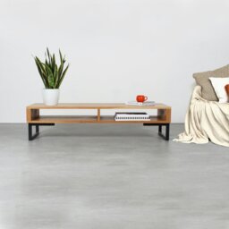 "Rackhams Darwen Solid Wood TV Stand on Minimalist Square Legs - Medium 120cm (47"") - Oak - 25cm (10"") Square Legs" - thumbnail 4