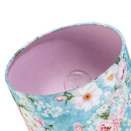 Rackhams Vintage Chic Sky Blue Velvet Lamp Shade with Pink and White Flowers - thumbnail 5