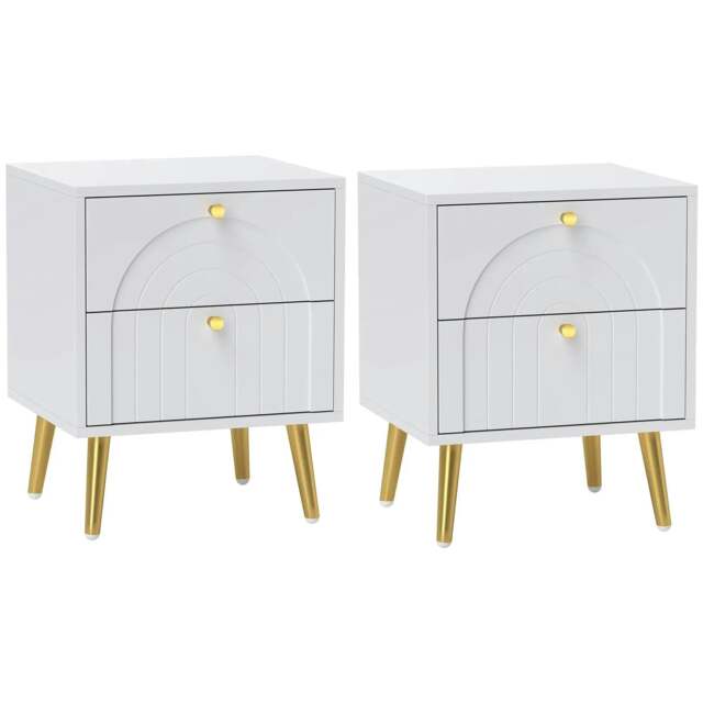 Rackhams 2-Drawer Bedside Table Set of 2 - White