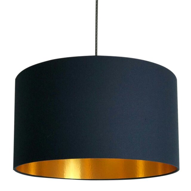 "Rackhams Deep Space Navy Handmade Lampshade with Gold Lining - 30cm Diameter x 30cm Height / (12"" x 12"")" - image 1