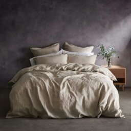 Rackhams 'Pure Washed Linen' Fitted Sheet - Beige - Single - thumbnail 3