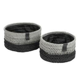 Rackhams Kenzi Round Fabric Storage Baskets for Home Organisation, Set of 2