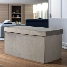 Rackhams Ottoman Storage Box Foldable Grey Velvet - thumbnail 3