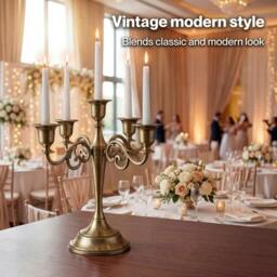 Rackhams Candle Holder 5 Arm Metal Candelabra Bronze Candlestick Stand Centerpiece - thumbnail 6