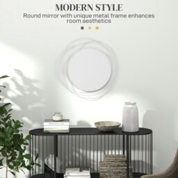 Rackhams Metal Wall Art 65cm Round Mirror for Dining Room Silver - thumbnail 4