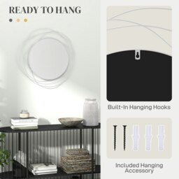 Rackhams Metal Wall Art 65cm Round Mirror for Dining Room Silver - thumbnail 5