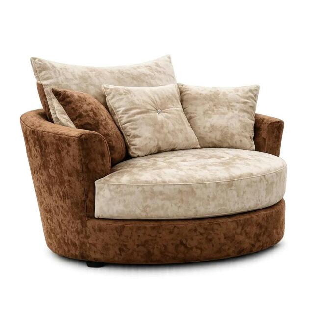 Rackhams Vegas Living Room Furniture Range - Swivel Chair - Brown & Mink - image 1