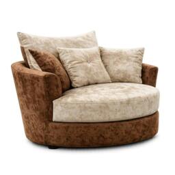 Rackhams Vegas Living Room Furniture Range - Swivel Chair - Brown & Mink