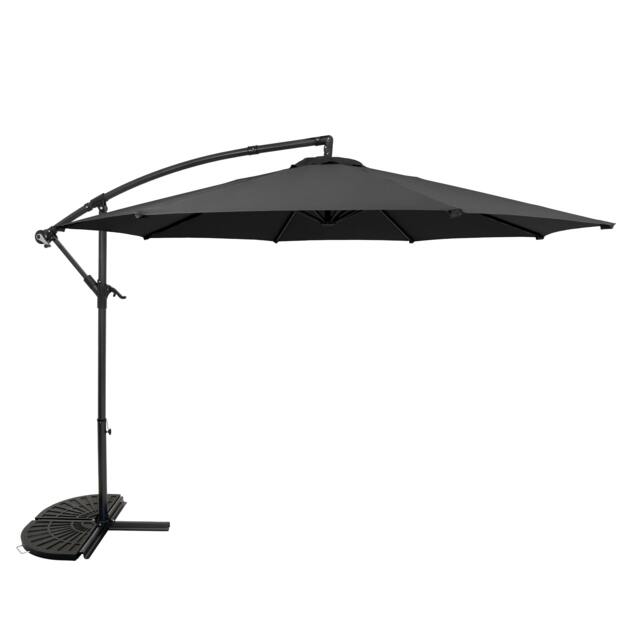 Rackhams Cantilever Parasol 3m With Half Fan Base – Grey - image 1