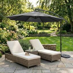 Rackhams Cantilever Parasol 3m With Half Fan Base – Grey - thumbnail 4