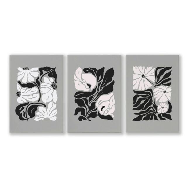 Rackhams Pictures For Living Room - Set of 3 Botanical Wall art Prints - 16 x 22 inches / 40.65 cm x 56 cm - Polyester Canvas 260 gsm - Canvas wrapped - image 1