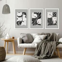 Rackhams Pictures For Living Room - Set of 3 Botanical Wall art Prints - 16 x 22 inches / 40.65 cm x 56 cm - Polyester Canvas 260 gsm - Canvas wrapped - thumbnail 3