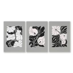 Rackhams Pictures For Living Room - Set of 3 Botanical Wall art Prints - 16 x 22 inches / 40.65 cm x 56 cm - Polyester Canvas 260 gsm - Canvas wrapped