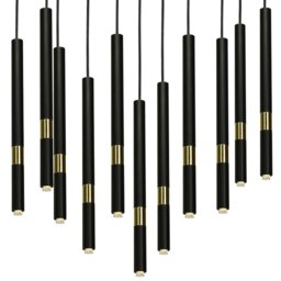 Rackhams Monza Designer Black Pendant Lamp (11XG9) High Quality Hand Made from Matt Black Alloy With Luxurious Gold Detail - thumbnail 2