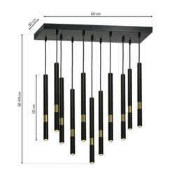Rackhams Monza Designer Black Pendant Lamp (11XG9) High Quality Hand Made from Matt Black Alloy With Luxurious Gold Detail - thumbnail 3