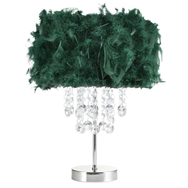 Rackhams Chandelier Style Forest Green Feather Table Lamp with Waterfall Drops - image 1