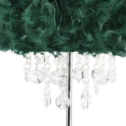 Rackhams Chandelier Style Forest Green Feather Table Lamp with Waterfall Drops - thumbnail 3