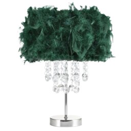 Rackhams Chandelier Style Forest Green Feather Table Lamp with Waterfall Drops - thumbnail 1