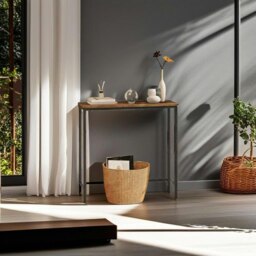 Rackhams Slim Console Table Metal Frame Display Table for Hallway Small Spaces - thumbnail 6