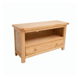 Rackhams Lugo Waxed 1 Drawer TV Cabinet Wood Knob - Light Brown - thumbnail 3