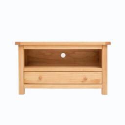 Rackhams Lugo Waxed 1 Drawer TV Cabinet Wood Knob - Light Brown - thumbnail 1