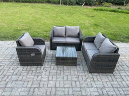 Rackhams 4 Piece Garden Furniture Sets 5 Seater Outdoor Patio Furniture Set Weaving Wicker Rattan Sofa Chair and Table with Cushion - thumbnail 2