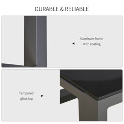 Rackhams 5-Piece Outdoor Patio Set Padded Cushion Coffee Table Aluminum Tube - Light grey, Dark grey - Aluminum, Polyester, Tempered glass - 90cmx50cmx30cm - thumbnail 4