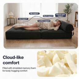 Rackhams Sofa Bed Convertible Foldable Floor Mattress with Head Lumbar Pillow - thumbnail 6
