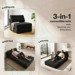 Rackhams Sofa Bed Convertible Foldable Floor Mattress with Head Lumbar Pillow - thumbnail 4