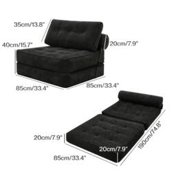 Rackhams Sofa Bed Convertible Foldable Floor Mattress with Head Lumbar Pillow - thumbnail 3