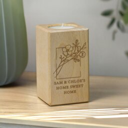 Rackhams Personalised Floral Bouquet Wooden Tealight Holder - thumbnail 5