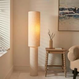 Rackhams Buxton Natural Faux Linen Column Floor Lamp