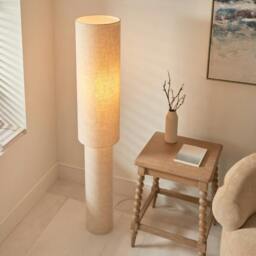 Rackhams Buxton Natural Faux Linen Column Floor Lamp - thumbnail 5