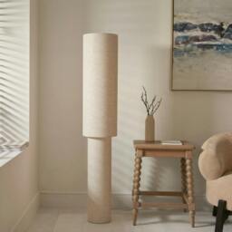 Rackhams Buxton Natural Faux Linen Column Floor Lamp - thumbnail 4