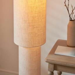 Rackhams Buxton Natural Faux Linen Column Floor Lamp - thumbnail 6
