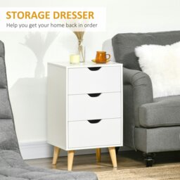 Rackhams Chest of Drawers, 3 Drawer Unit Storage Chest Bedroom Living Room - Cream - thumbnail 4