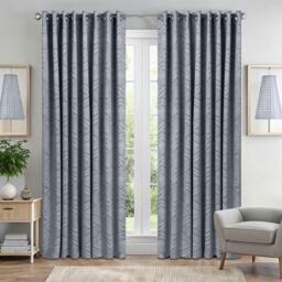 Rackhams Triple Weave Geometric Aztec Print Ring Top Blackout Curtains - Silver - 168cm width x 183cm drop