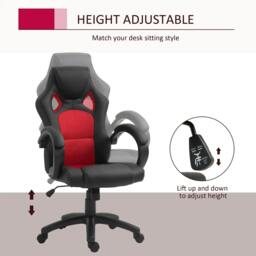 Rackhams Office Chair Faux Leather Swivel Computer Desk Chair for Home Office with Wheels Armrests Black - thumbnail 4