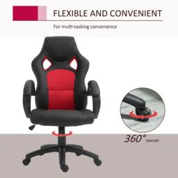 Rackhams Office Chair Faux Leather Swivel Computer Desk Chair for Home Office with Wheels Armrests Black - thumbnail 6