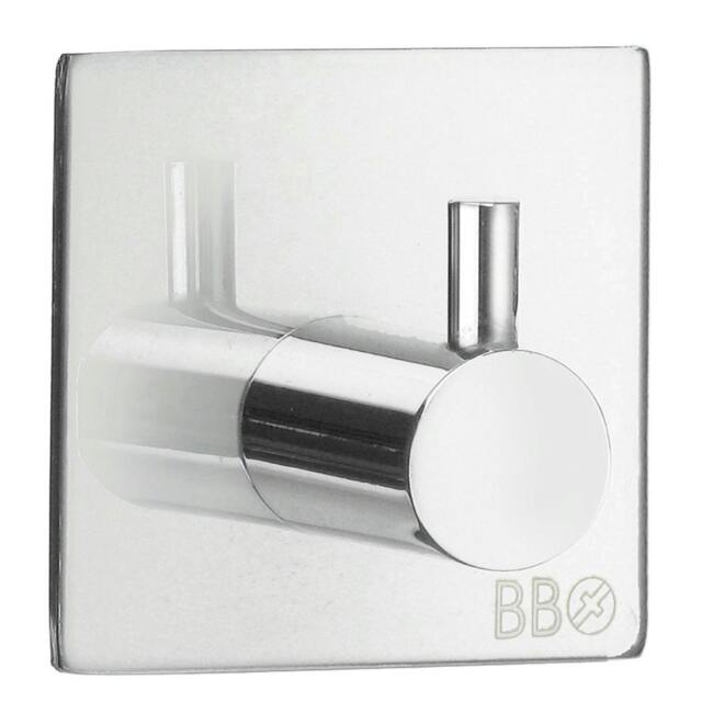 Rackhams Chrome Stainless Steel Single Towel Hook (45 x 45mm) Self Adhesive Bathroom Wall Mounted - image 1