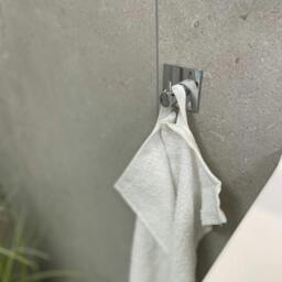 Rackhams Chrome Stainless Steel Single Towel Hook (45 x 45mm) Self Adhesive Bathroom Wall Mounted - thumbnail 2