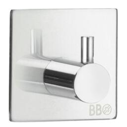 Rackhams Chrome Stainless Steel Single Towel Hook (45 x 45mm) Self Adhesive Bathroom Wall Mounted - thumbnail 1