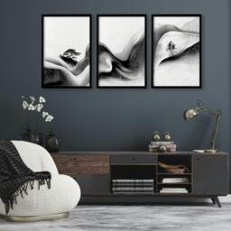 Rackhams Modern Wall Art Living Room - Set of 3 Asian Inspired Wall art Prints - 20 x 30 in / 50 x 76 cm - Satin Photo paper 280 gsm - White Frame - thumbnail 5