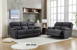 Rackhams Recliner Sofa, Leathaire Fabric Manual Recliner Armchair 105–135 Degrees Recliner Padded Sofa with Adjustable Backrest and Footrest - 3+2 Seater Set - thumbnail 1