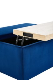 Rackhams Velvet Upholstered Storage Ottoman Stool - Blue - thumbnail 4